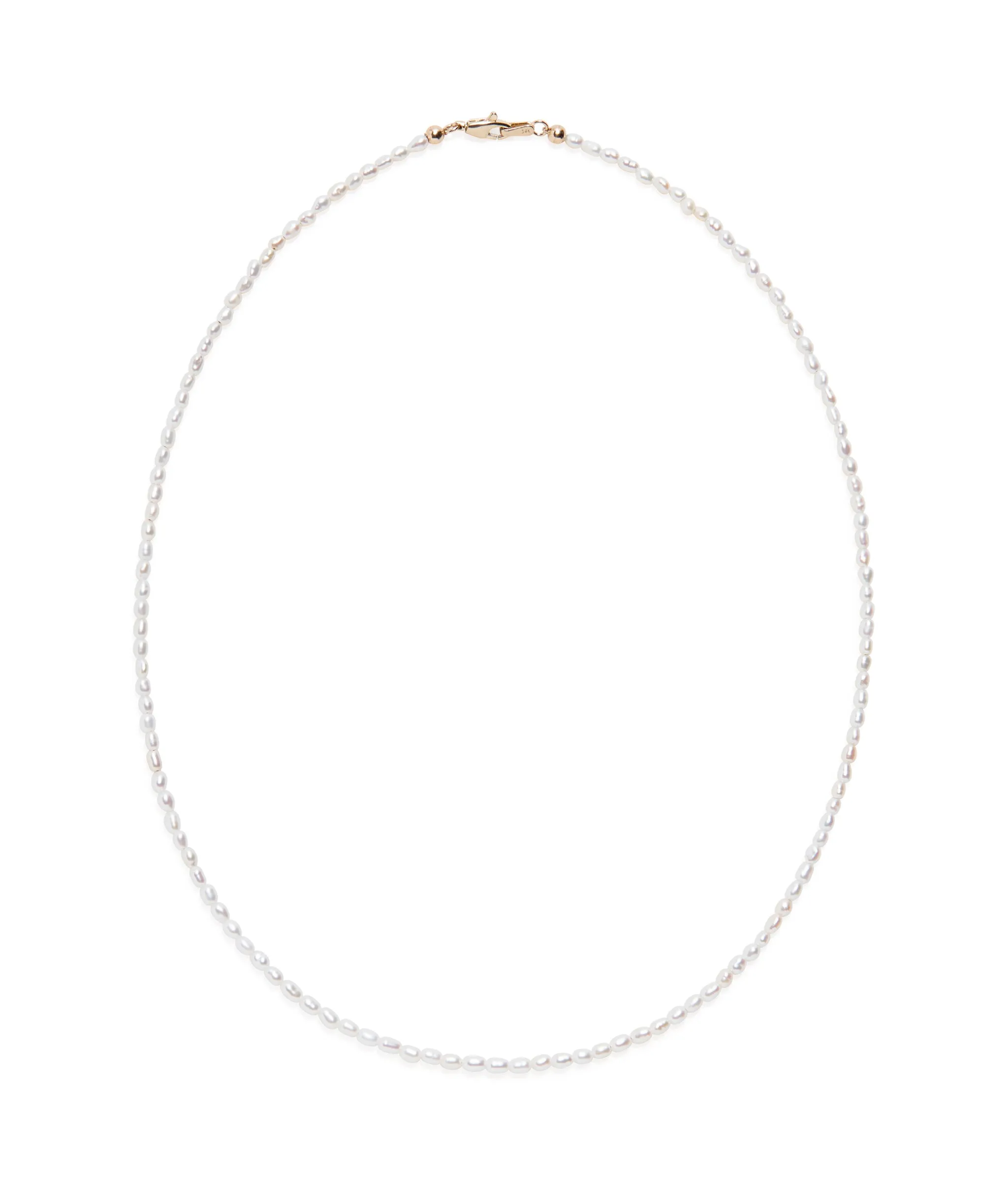 Tiny Beaded 14k Gold Necklace in Pearl sold by Lizzie Fortunato