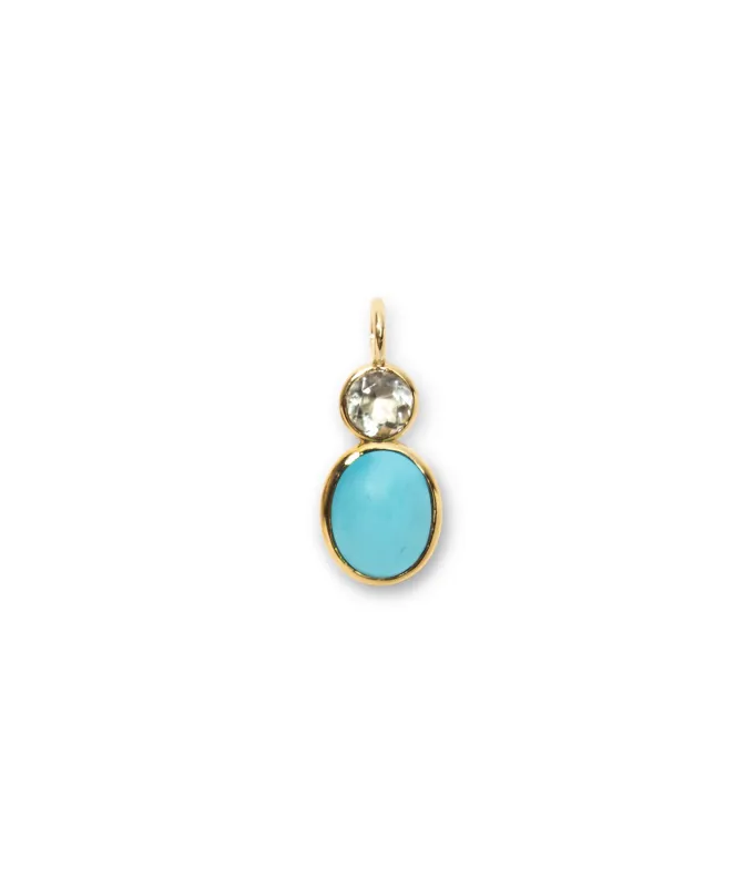 Oval 14k Gold Necklace Charm in Green Amethyst & Turquoise sold by Lizzie Fortunato