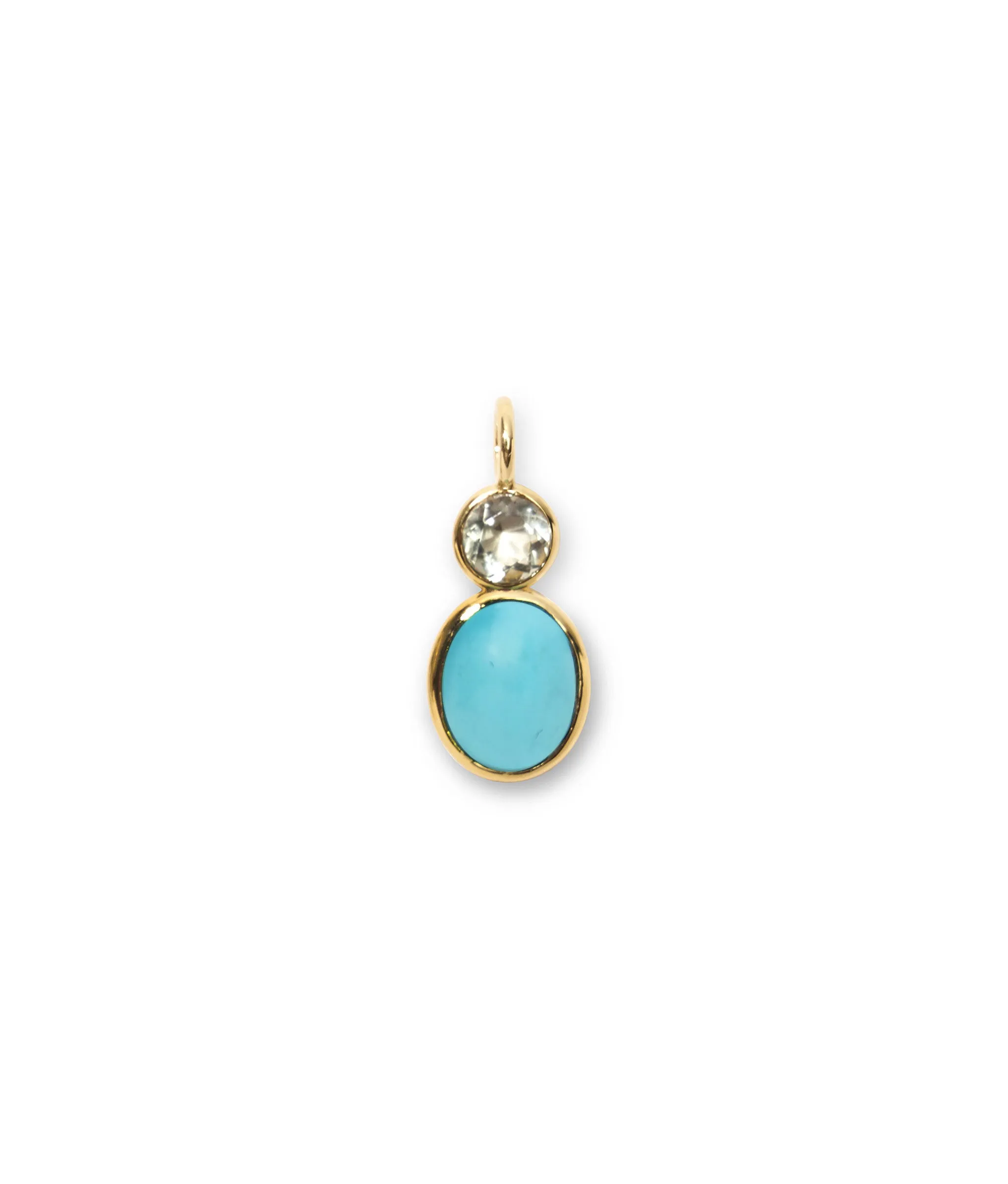 Oval 14k Gold Necklace Charm in Green Amethyst & Turquoise sold by Lizzie Fortunato