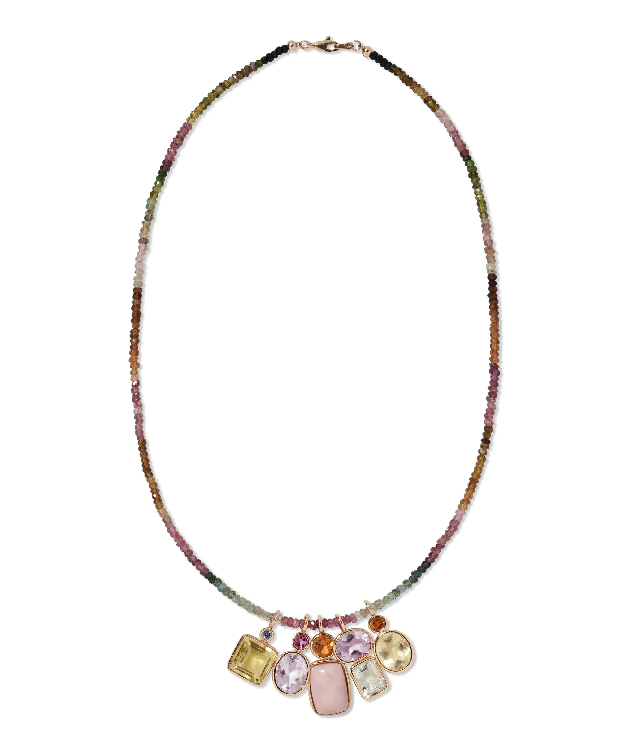 Oval 14k Gold Necklace Charm in Pink Topaz & Pink Amethyst sold by Lizzie Fortunato product image thumbnail 3