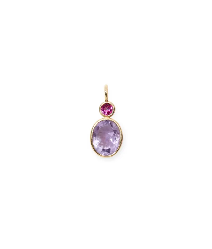 Oval 14k Gold Necklace Charm in Pink Topaz & Pink Amethyst sold by Lizzie Fortunato