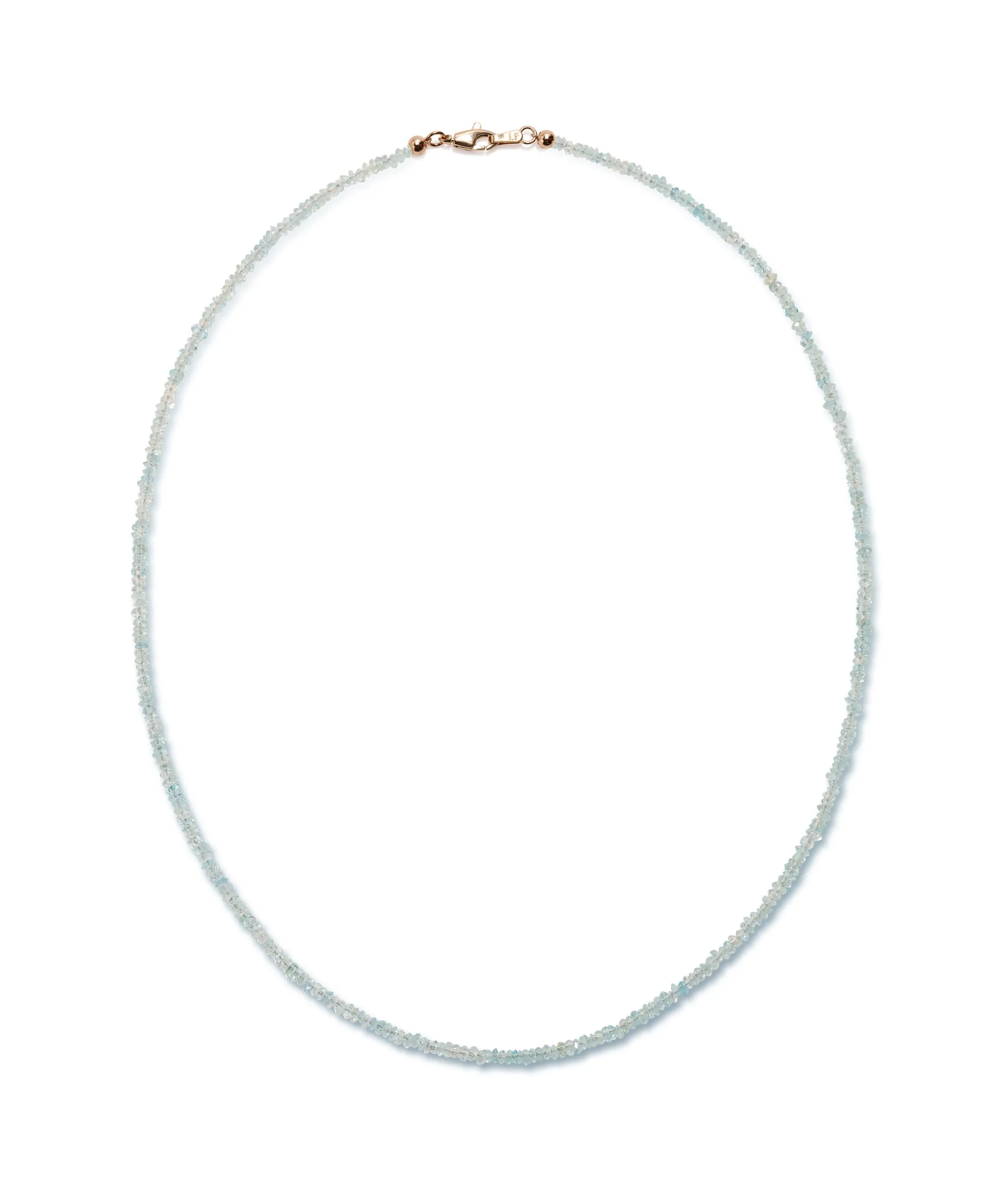 Tiny Beaded 14k Gold Necklace in Aquamarine sold by Lizzie Fortunato