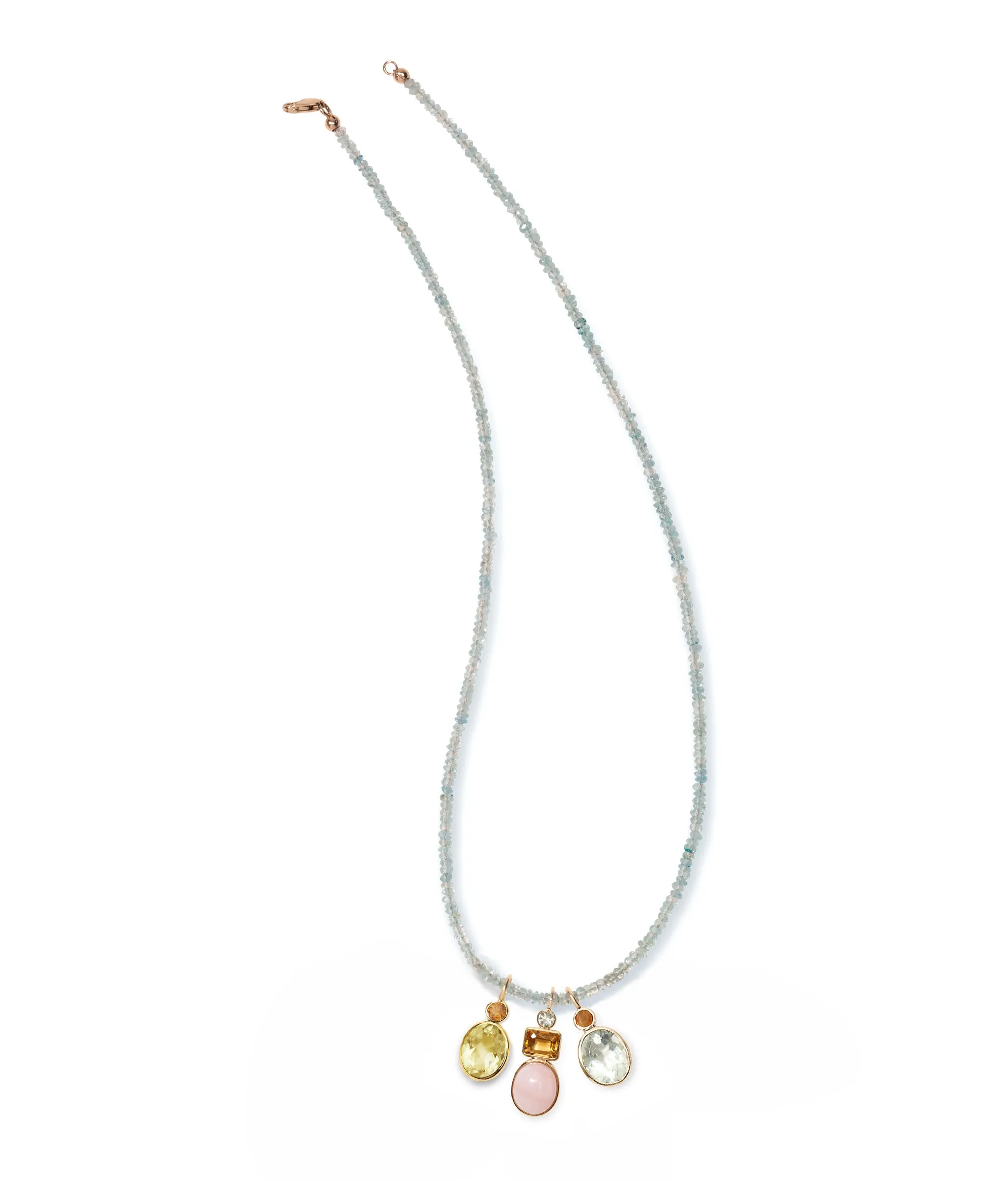 Tiny Beaded 14k Gold Necklace in Aquamarine sold by Lizzie Fortunato product image thumbnail 4