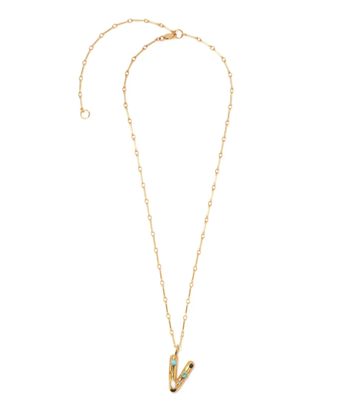 Confetti Letter “V” Necklace made by Lizzie Fortunato