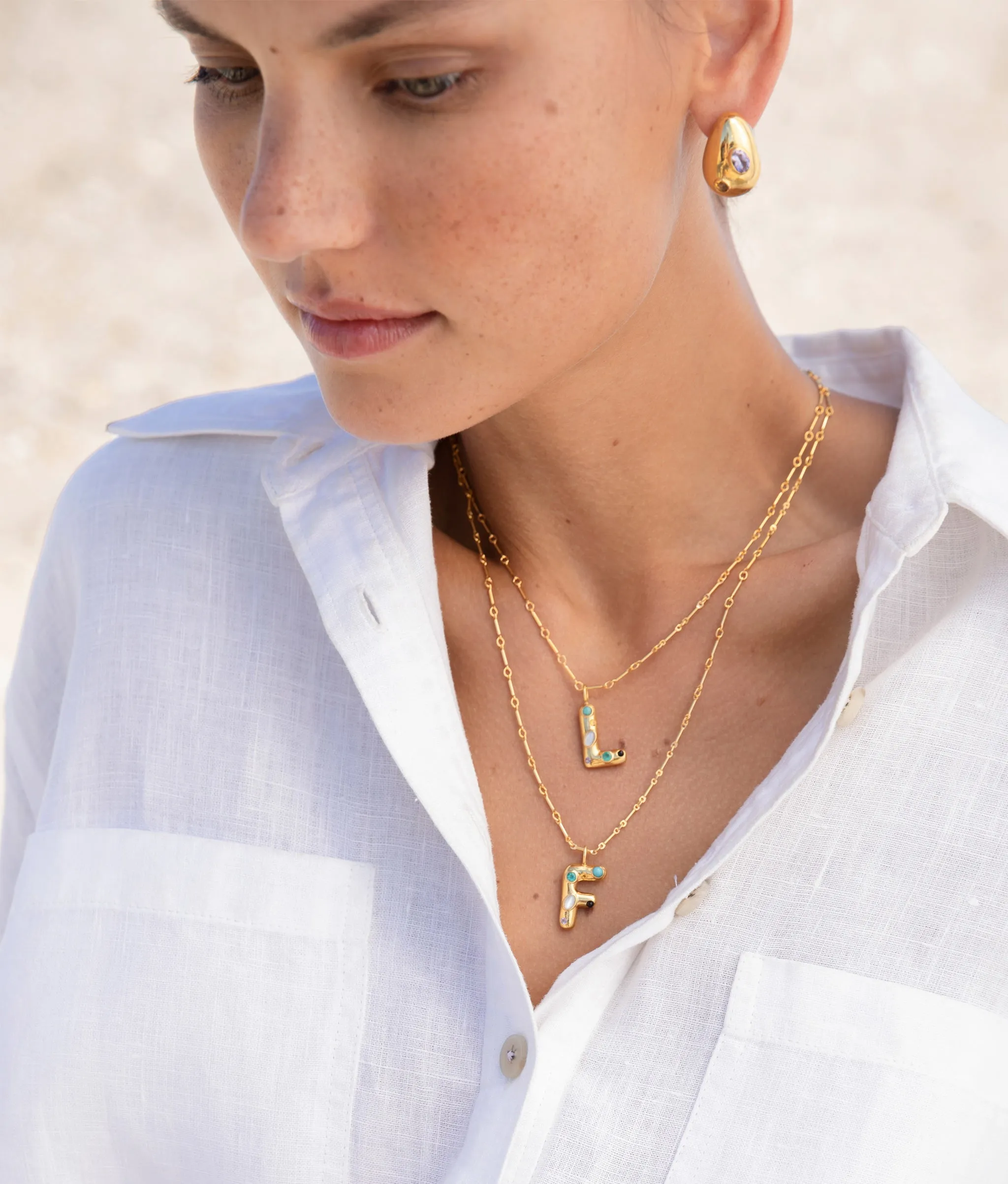 Confetti Letter “I” Necklace sold by Lizzie Fortunato product image thumbnail 2