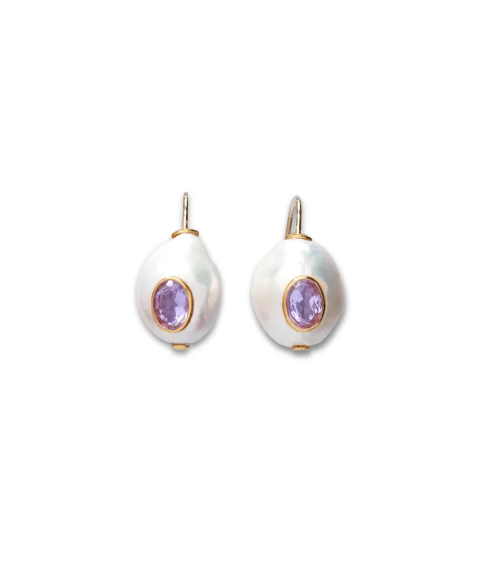 Pearl Pablo Earrings in Pink Amethyst made by Lizzie Fortunato