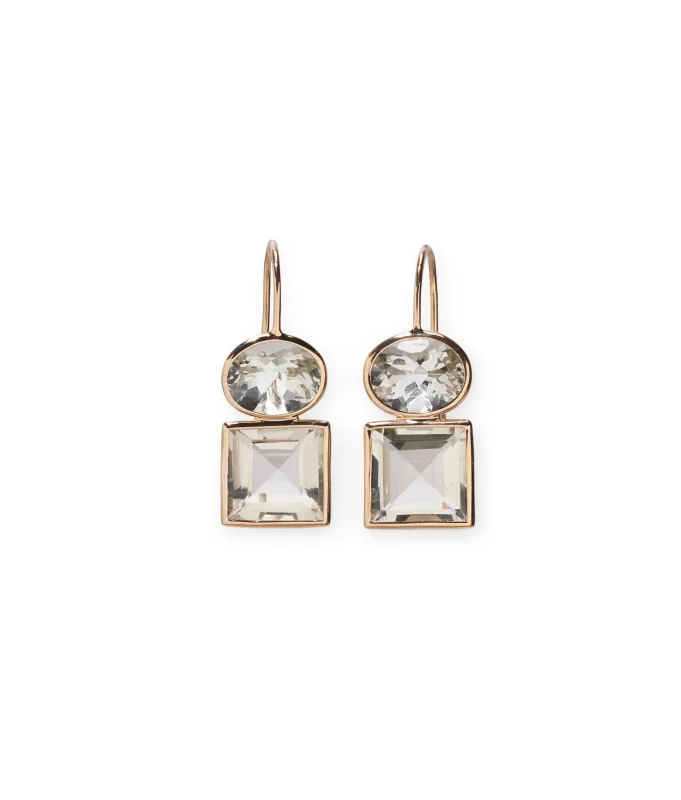 14k Gold Duo Earrings in Green Amethyst sold by Lizzie Fortunato