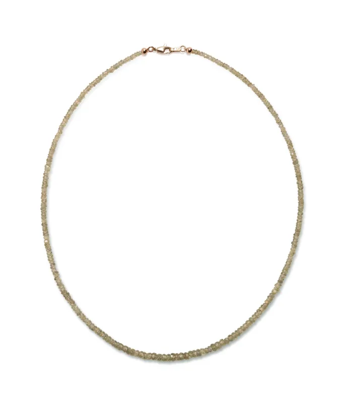 Tiny Beaded 14k Gold Necklace in Green Sapphire sold by Lizzie Fortunato