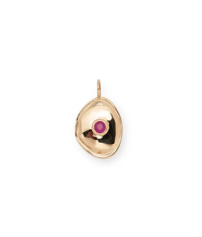 14k Gold Birthstone Necklace Charm in Ruby sold by Lizzie Fortunato