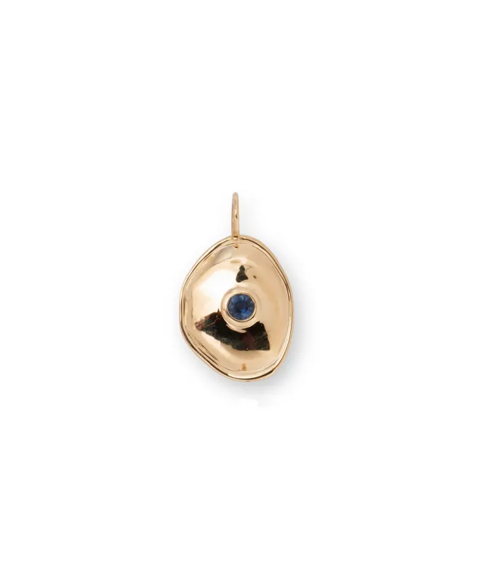 14k Gold Birthstone Necklace Charm in Blue Sapphire sold by Lizzie Fortunato