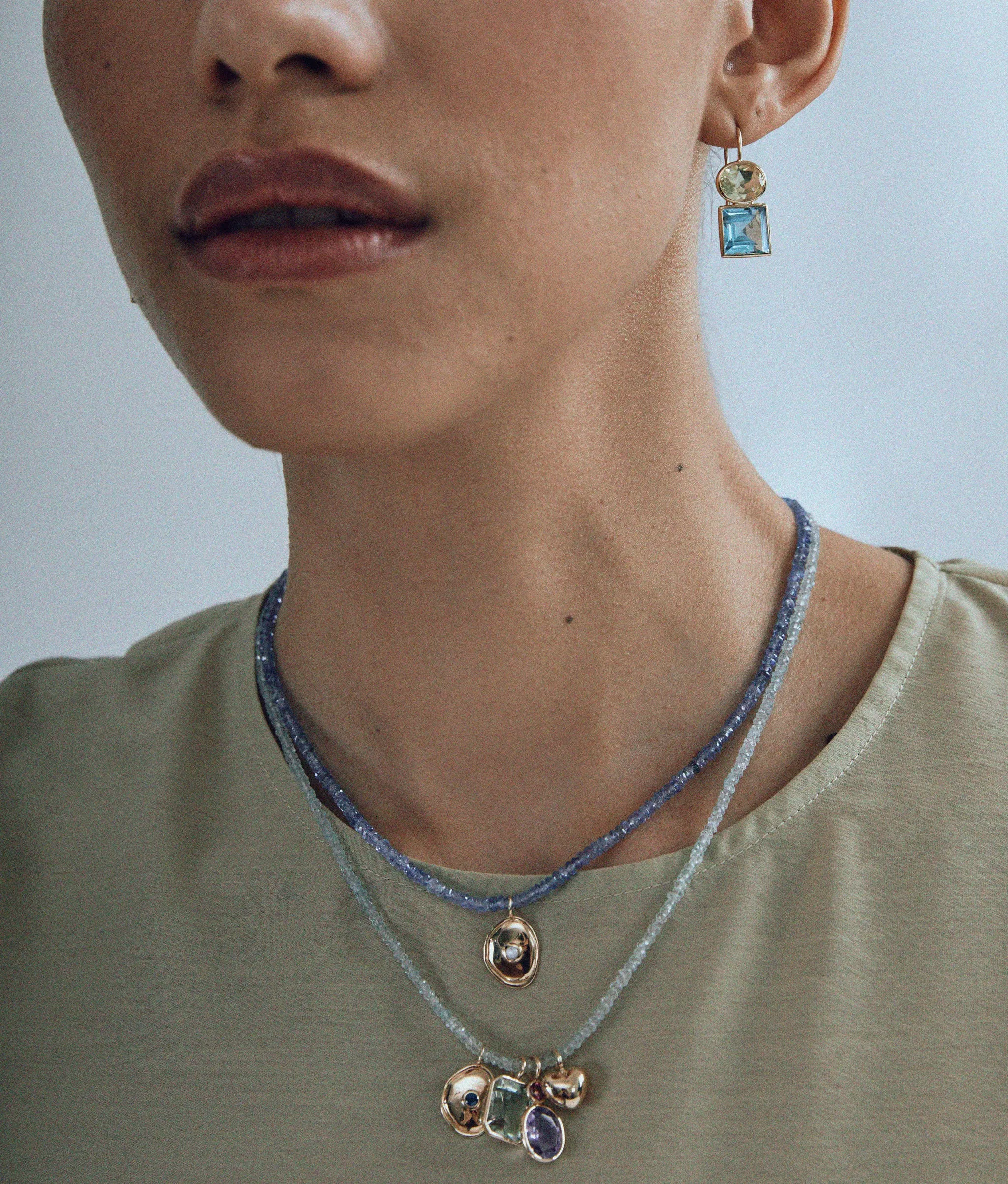 14k Gold Birthstone Necklace Charm in Amethyst sold by Lizzie Fortunato product image thumbnail 2