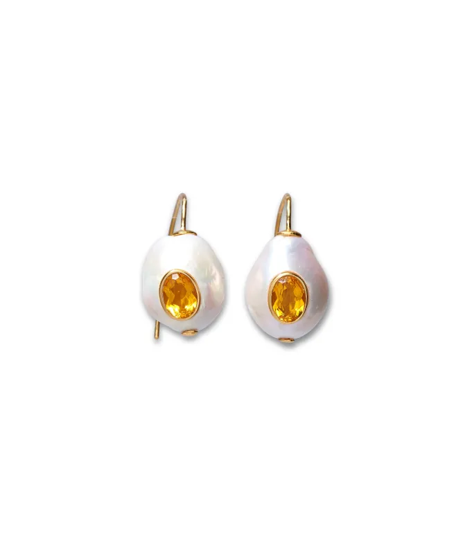 Pearl Pablo Earrings in Citrine made by Lizzie Fortunato