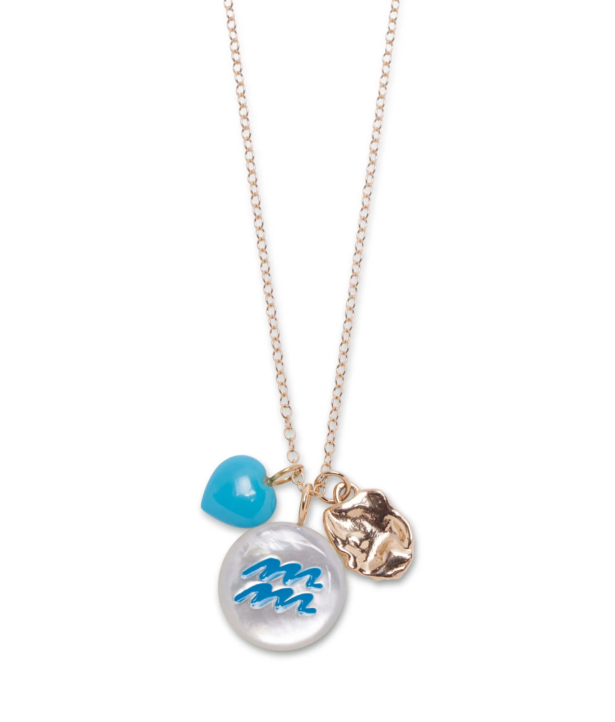 14k Gold Puffy Heart Necklace Charm in Turquoise sold by Lizzie Fortunato product image thumbnail 2