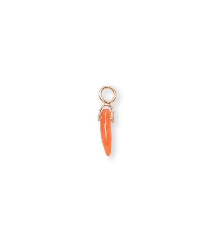 Orange Coral Horn 14k Gold Earring Charm made by Lizzie Fortunato