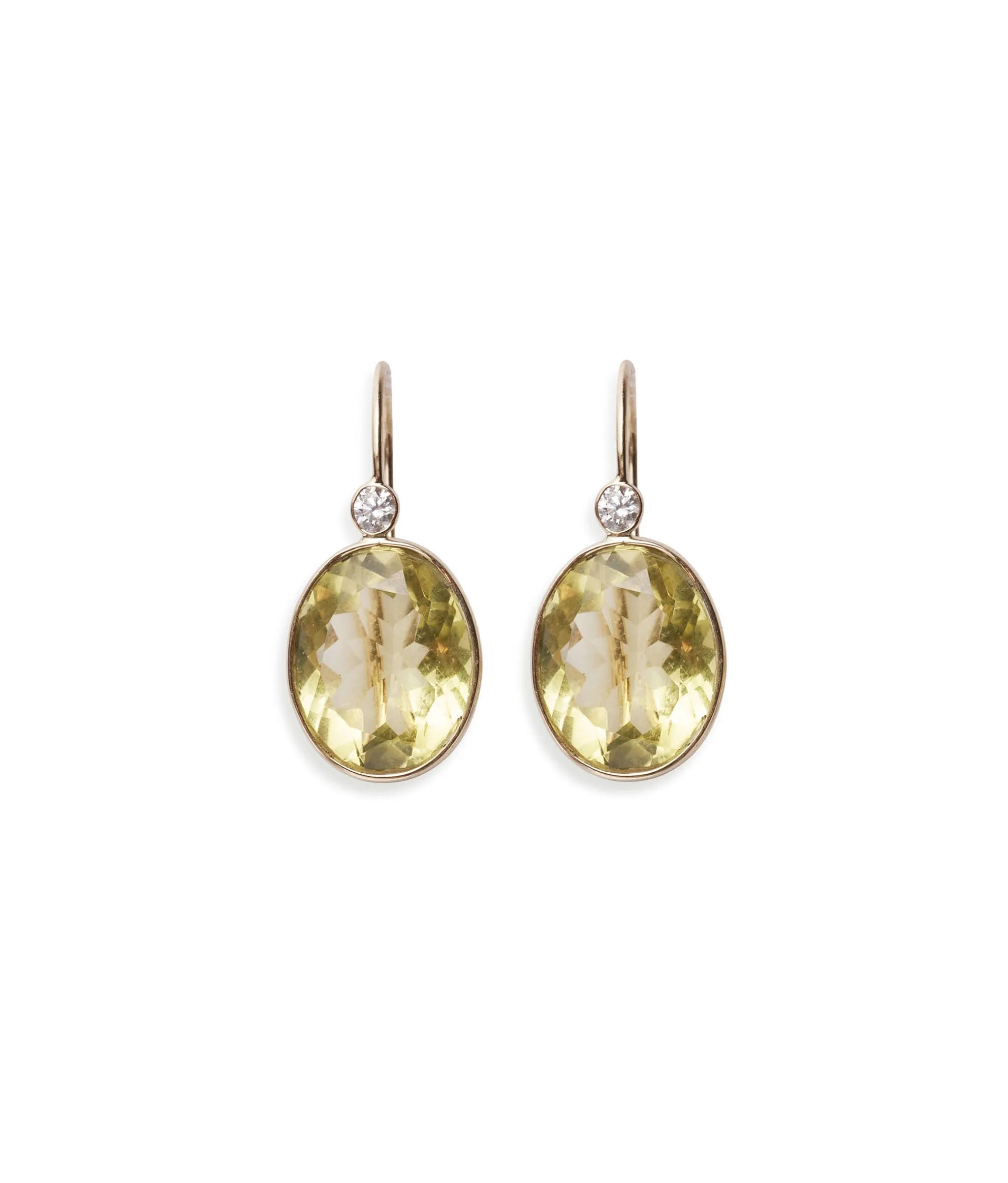 14k Gold Pool Earrings in Lemon Quartz & Diamond sold by Lizzie Fortunato
