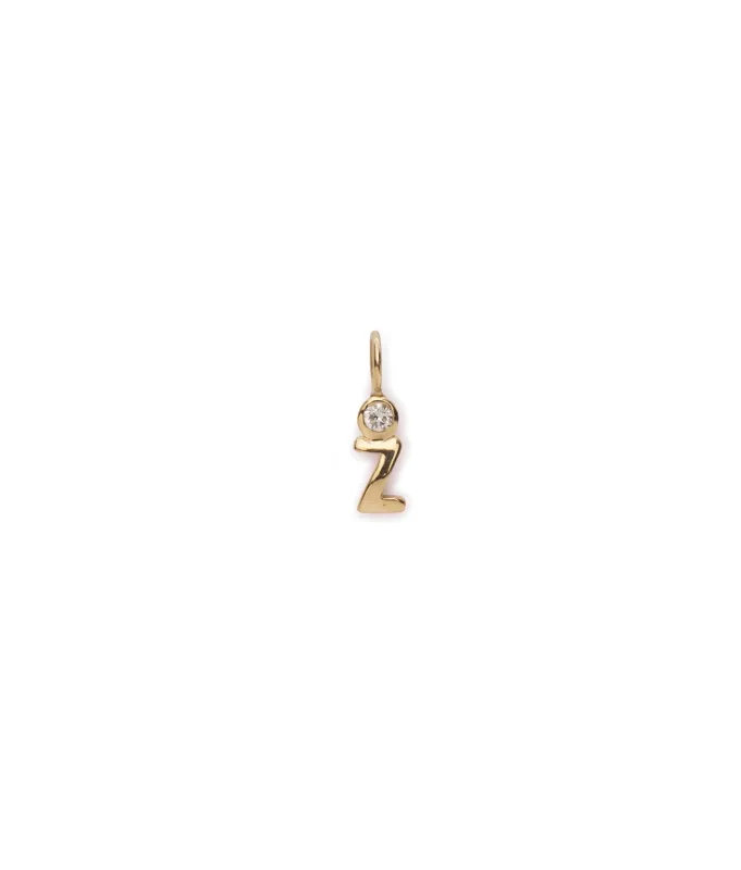14k Gold & Diamond Alphabet Soup "Z" Necklace Charm made by Lizzie Fortunato