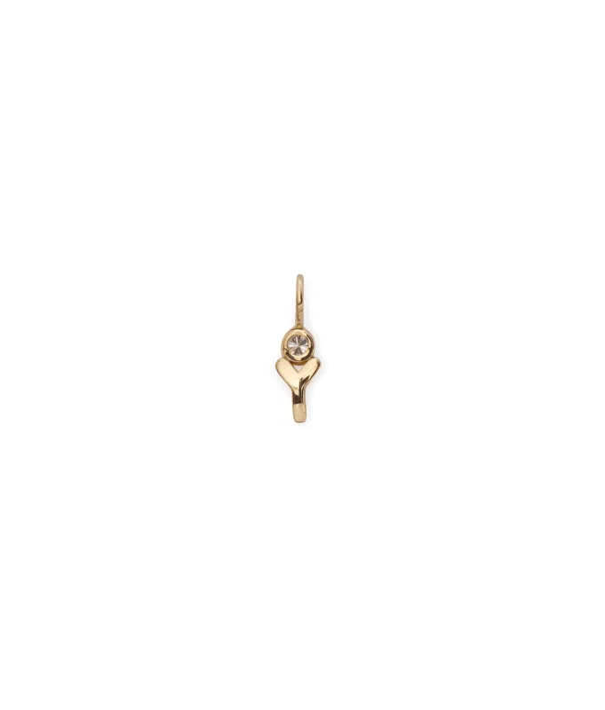 14k Gold & Diamond Alphabet Soup "Y" Necklace Charm made by Lizzie Fortunato