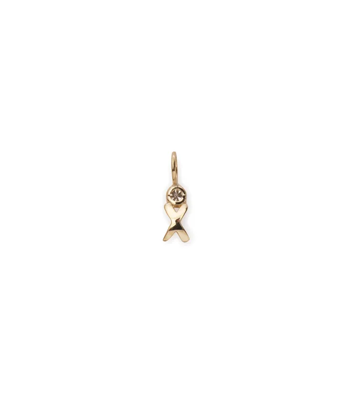 14k Gold & Diamond Alphabet Soup "X" Necklace Charm made by Lizzie Fortunato