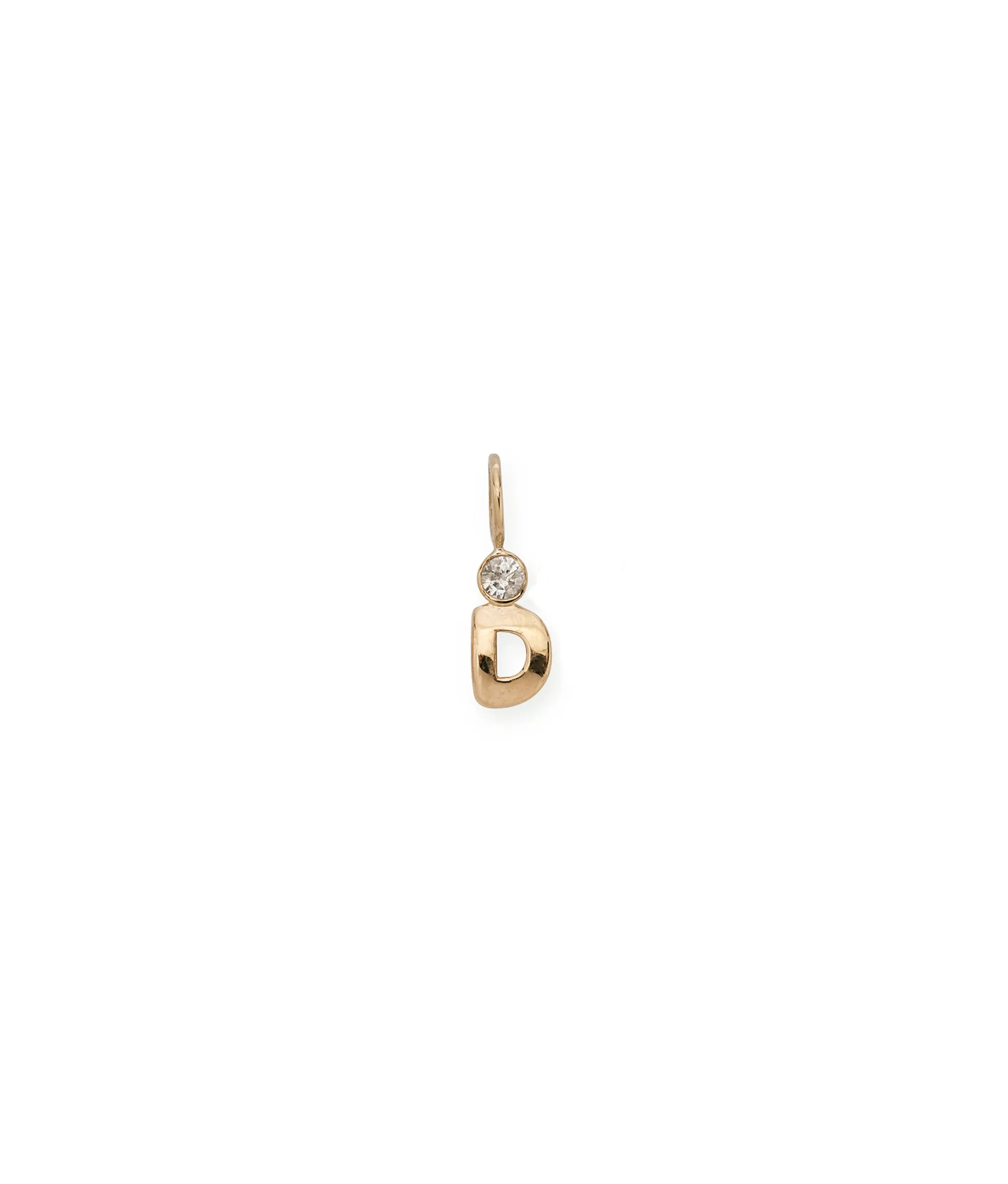 14k Gold & Diamond Alphabet Soup "D" Necklace Charm sold by Lizzie Fortunato