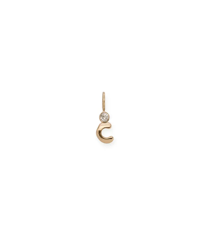 14k Gold & Diamond Alphabet Soup "C" Necklace Charm made by Lizzie Fortunato