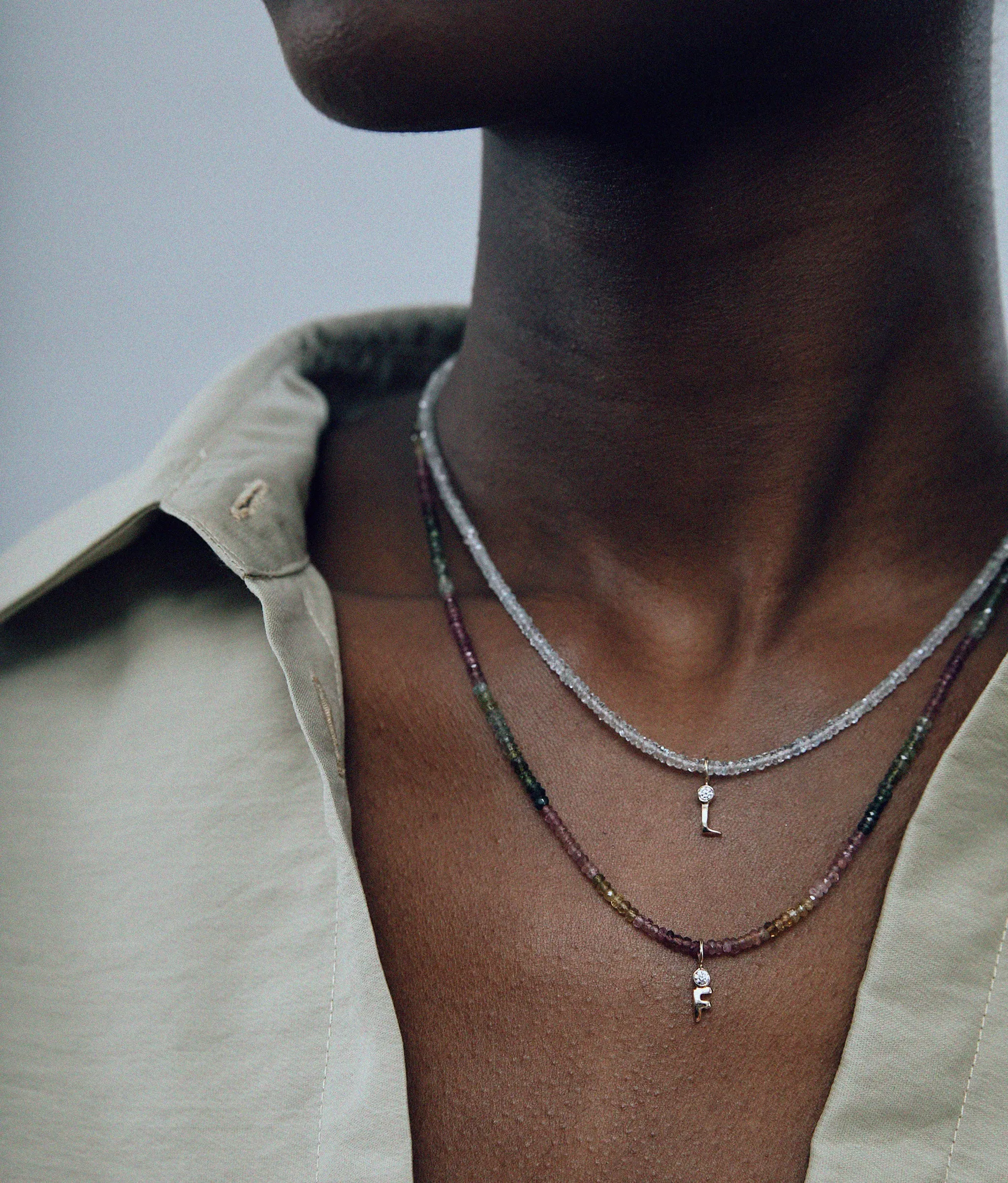 14k Gold & Diamond Alphabet Soup "A" Necklace Charm sold by Lizzie Fortunato product image thumbnail 2