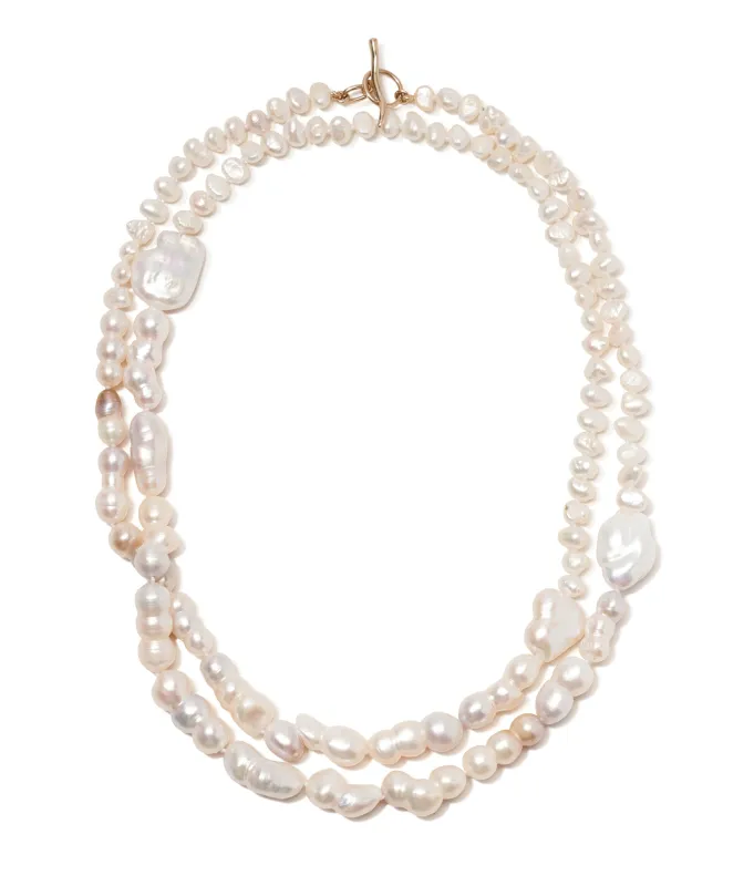 14k Gold Cabana Necklace in Pearl sold by Lizzie Fortunato