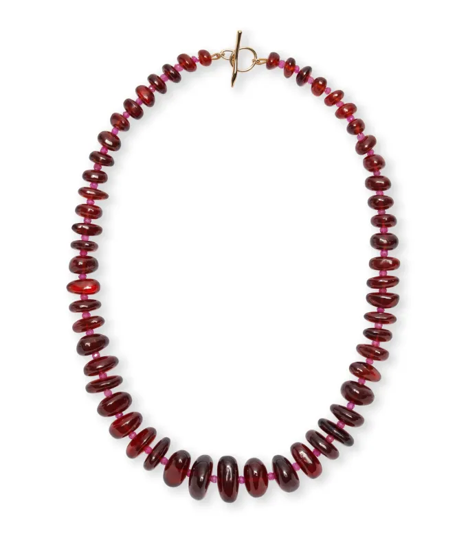 Garnet & Pink Sapphire 14k Gold Necklace sold by Lizzie Fortunato