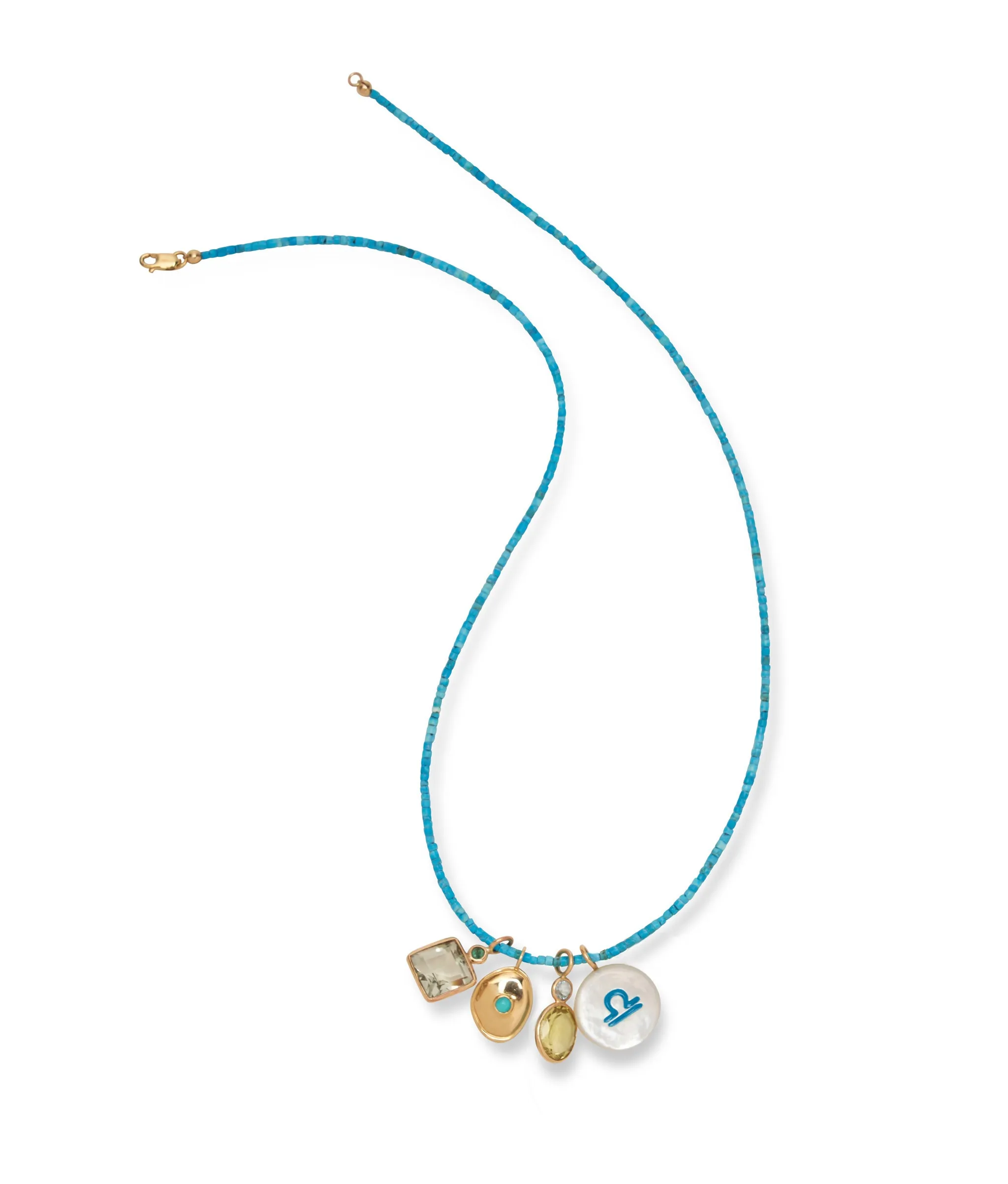 Oval 14k Gold Necklace Charm in Sky Blue Topaz & Lemon Quartz sold by Lizzie Fortunato product image thumbnail 4