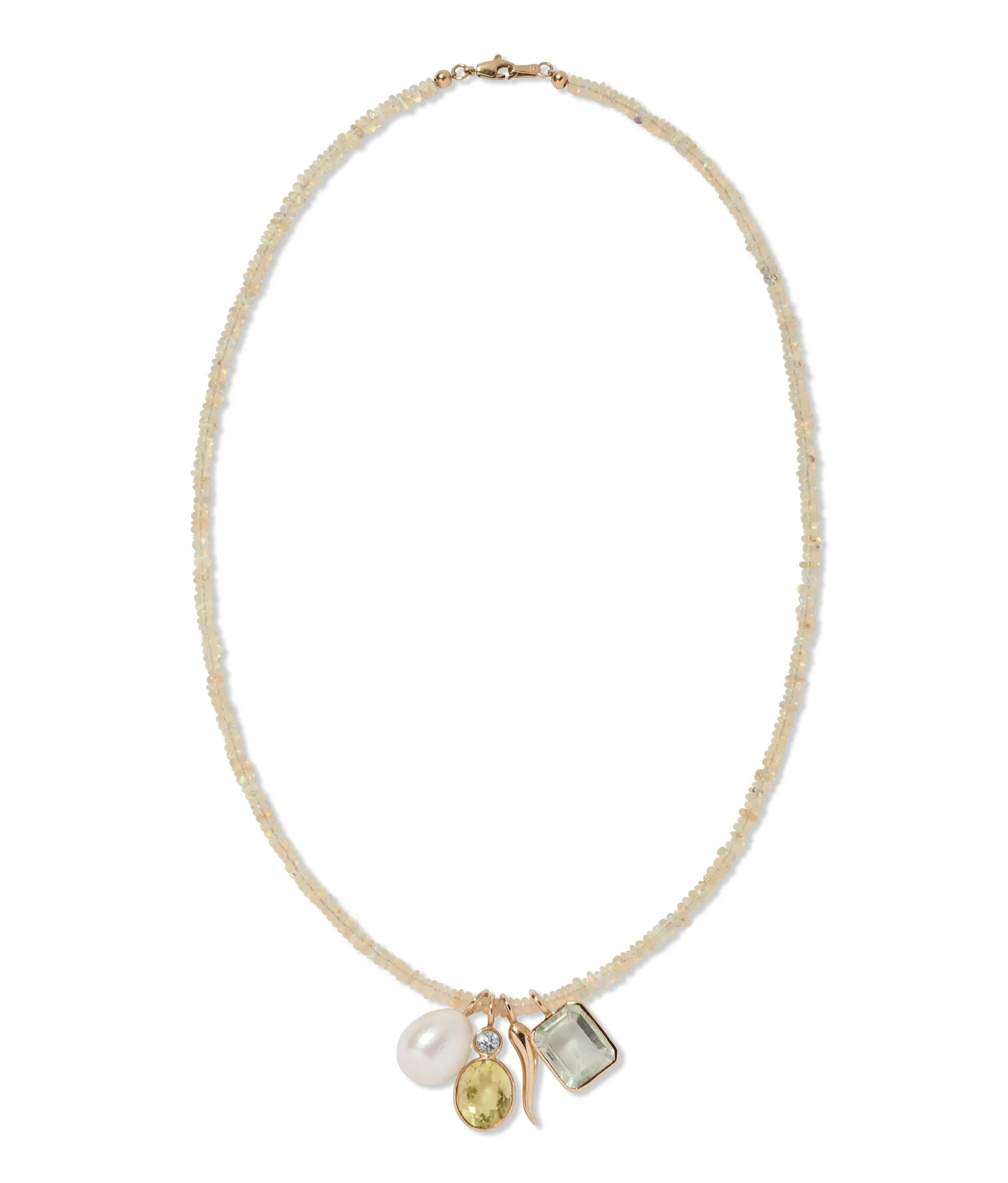Oval 14k Gold Necklace Charm in Sky Blue Topaz & Lemon Quartz sold by Lizzie Fortunato product image thumbnail 3