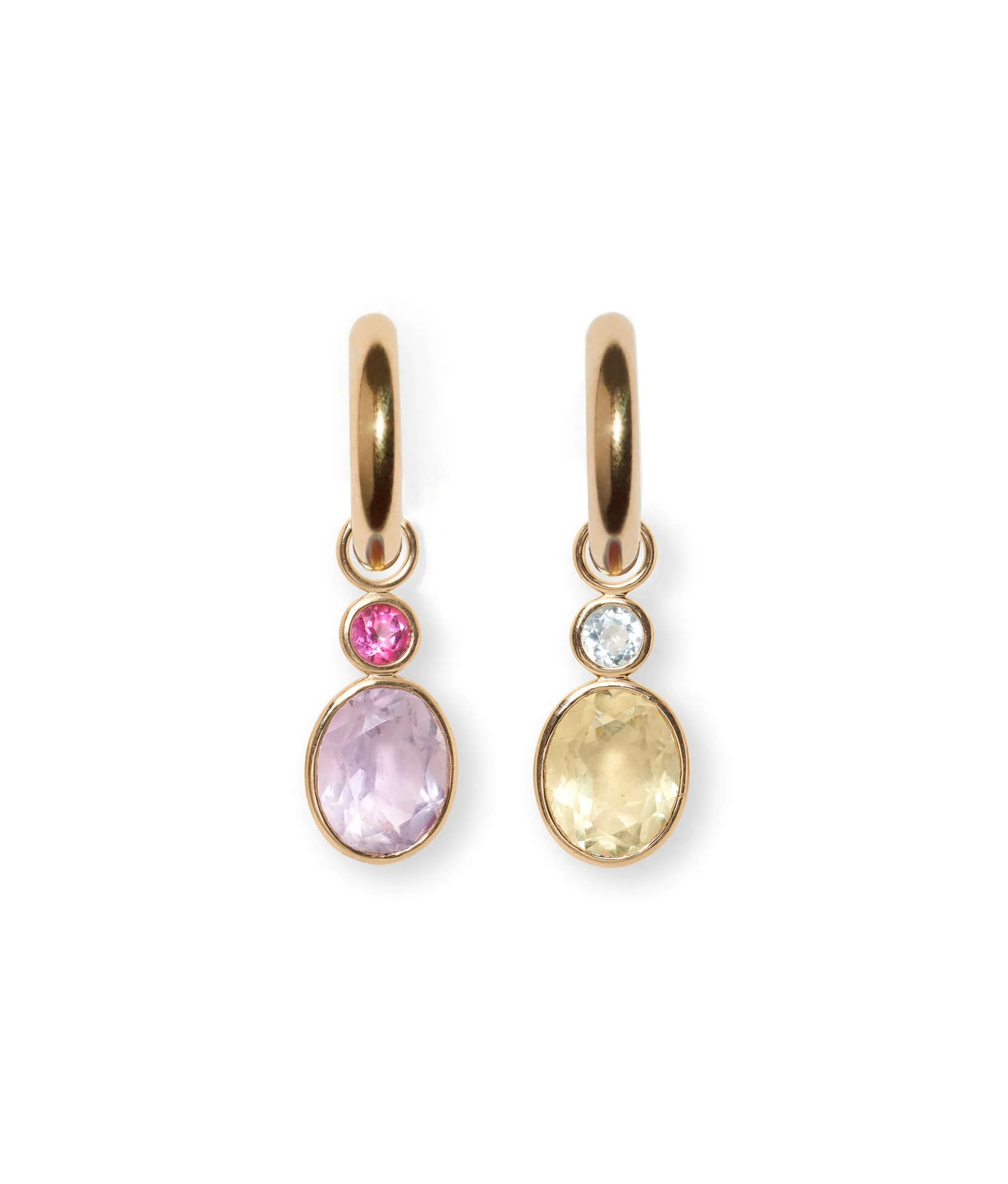 15mm 14k Gold Mood Hoops in Pink Lemonade sold by Lizzie Fortunato
