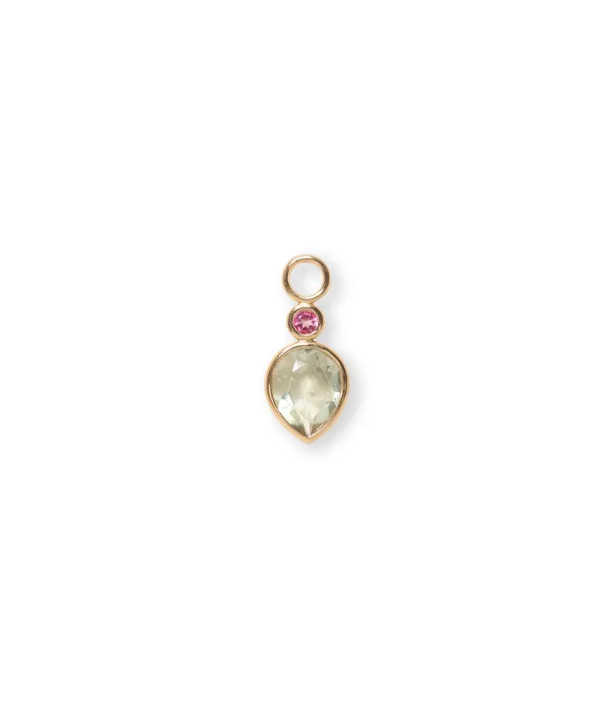 Teardrop 14k Gold Earring Charm in Pink Topaz & Green Amethyst sold by Lizzie Fortunato