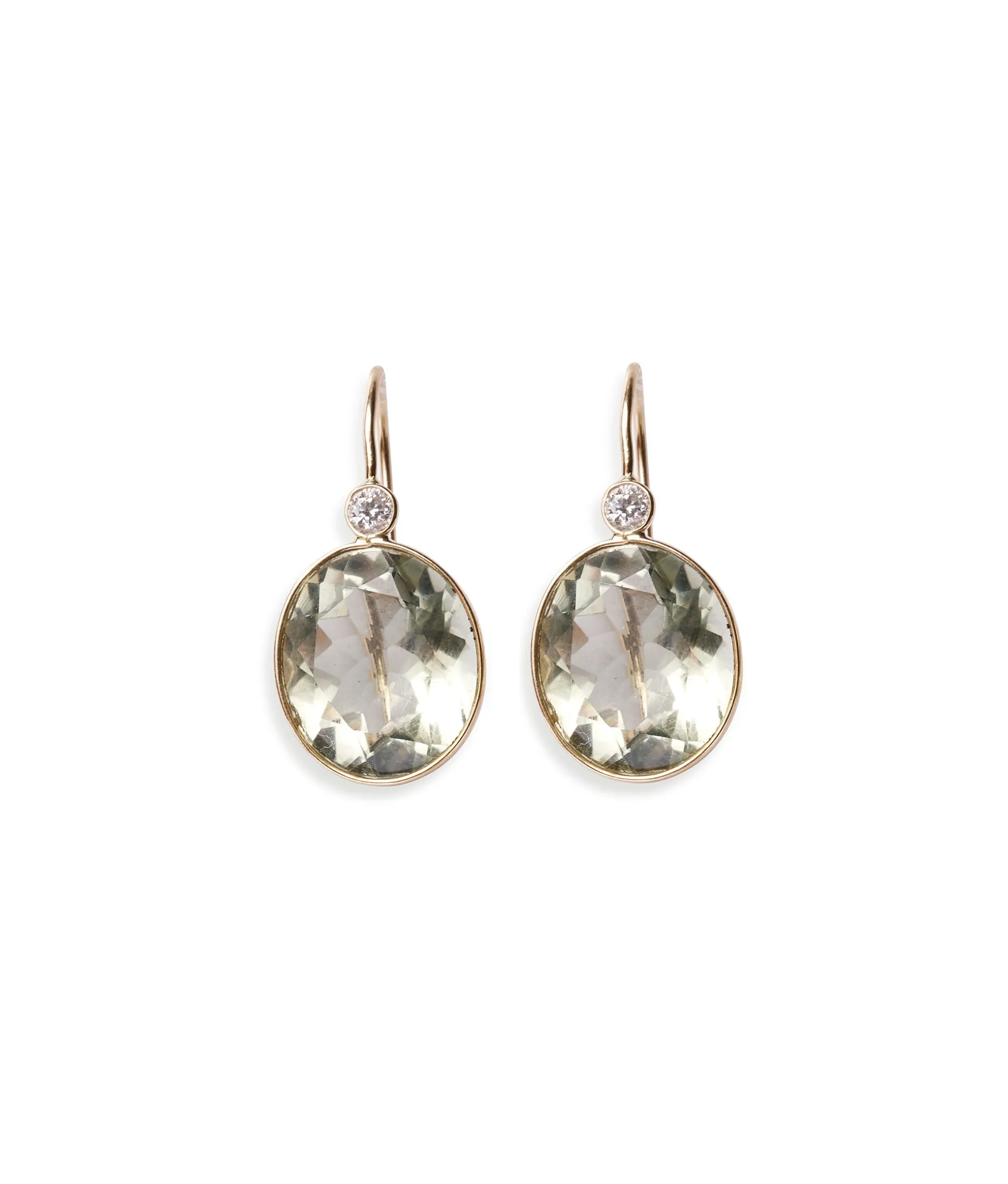 14k Gold Pool Earrings in Green Amethyst & Diamond sold by Lizzie Fortunato
