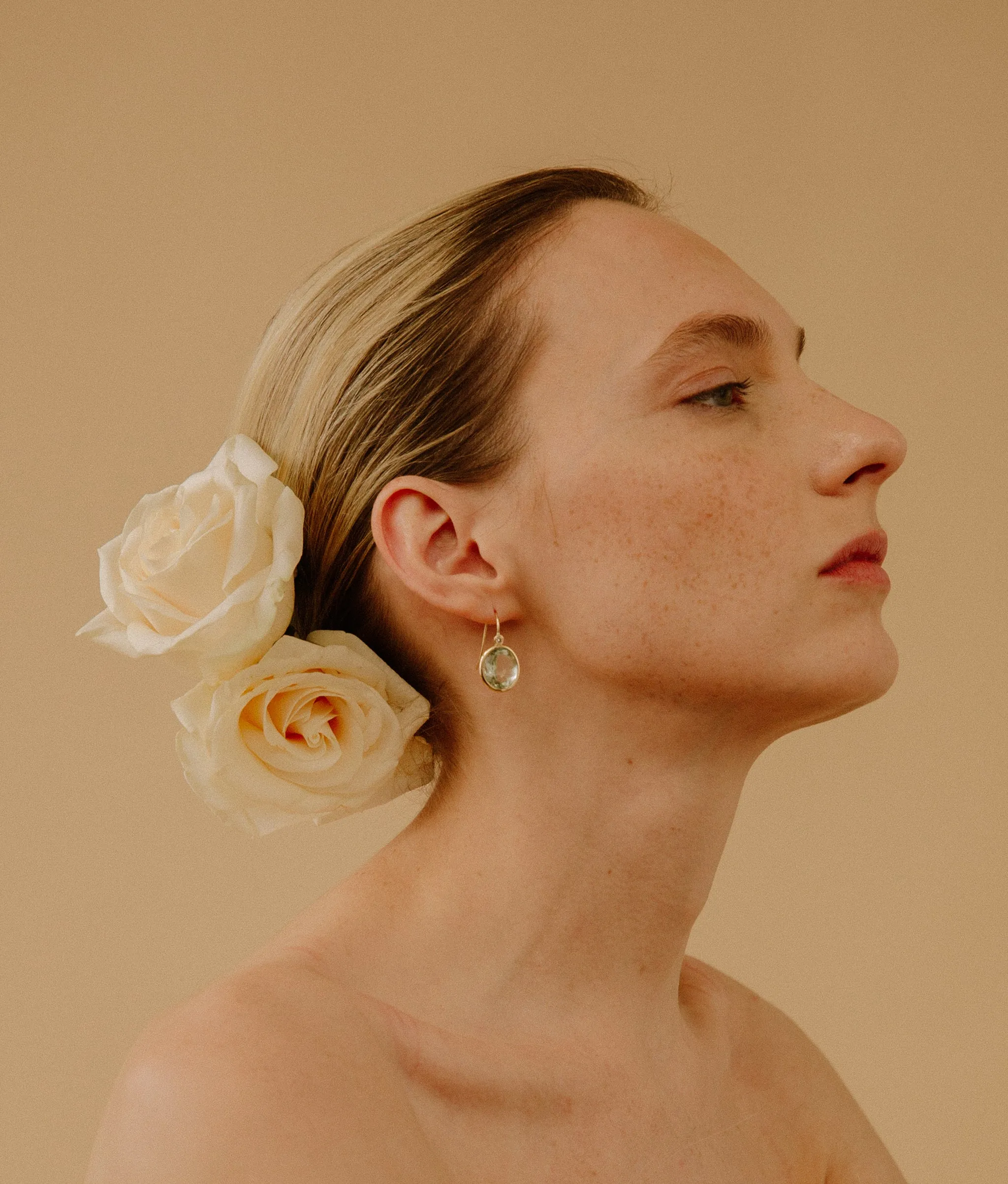 14k Gold Pool Earrings in Green Amethyst & Diamond sold by Lizzie Fortunato product image thumbnail 2