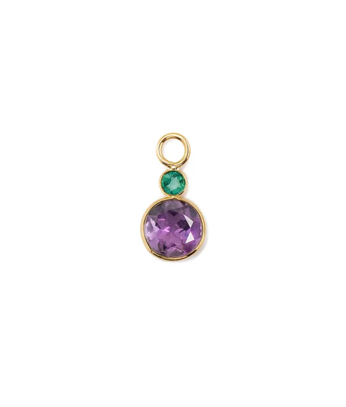 Emerald & Amethyst 14k Gold Earring Charm sold by Lizzie Fortunato