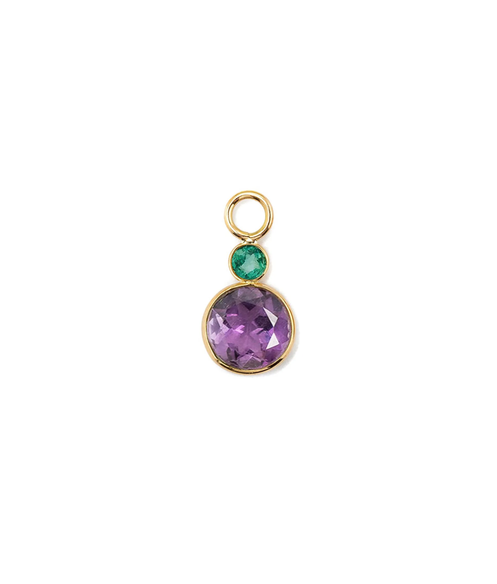 Emerald & Amethyst 14k Gold Earring Charm sold by Lizzie Fortunato