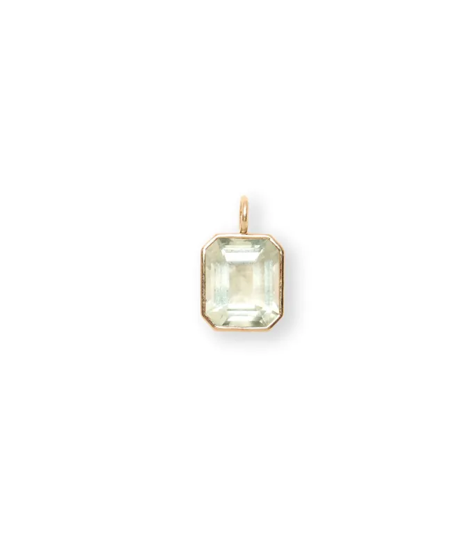 Singular Rectangle 14k Gold Necklace Charm in Green Amethyst sold by Lizzie Fortunato
