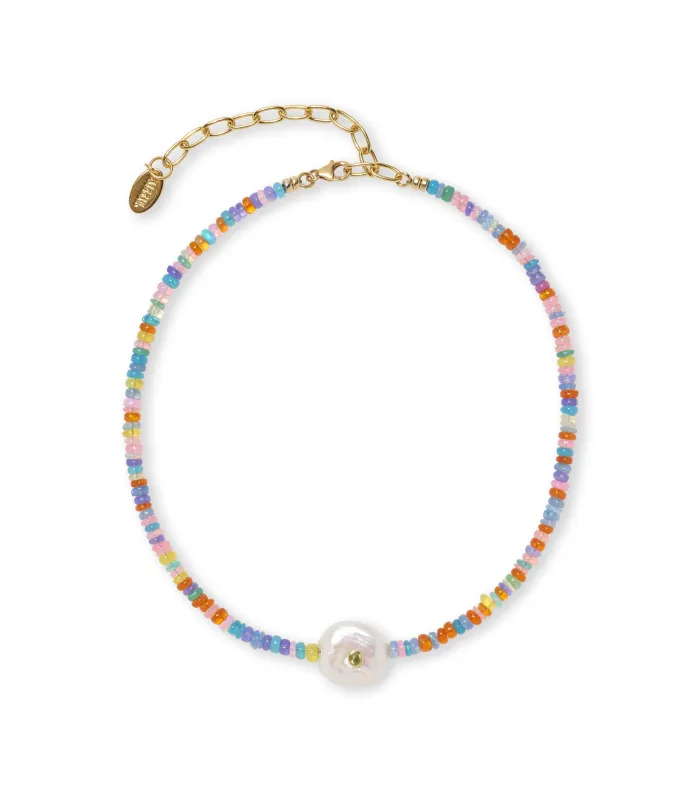 Destination Necklace in Rainbow Opal sold by Lizzie Fortunato
