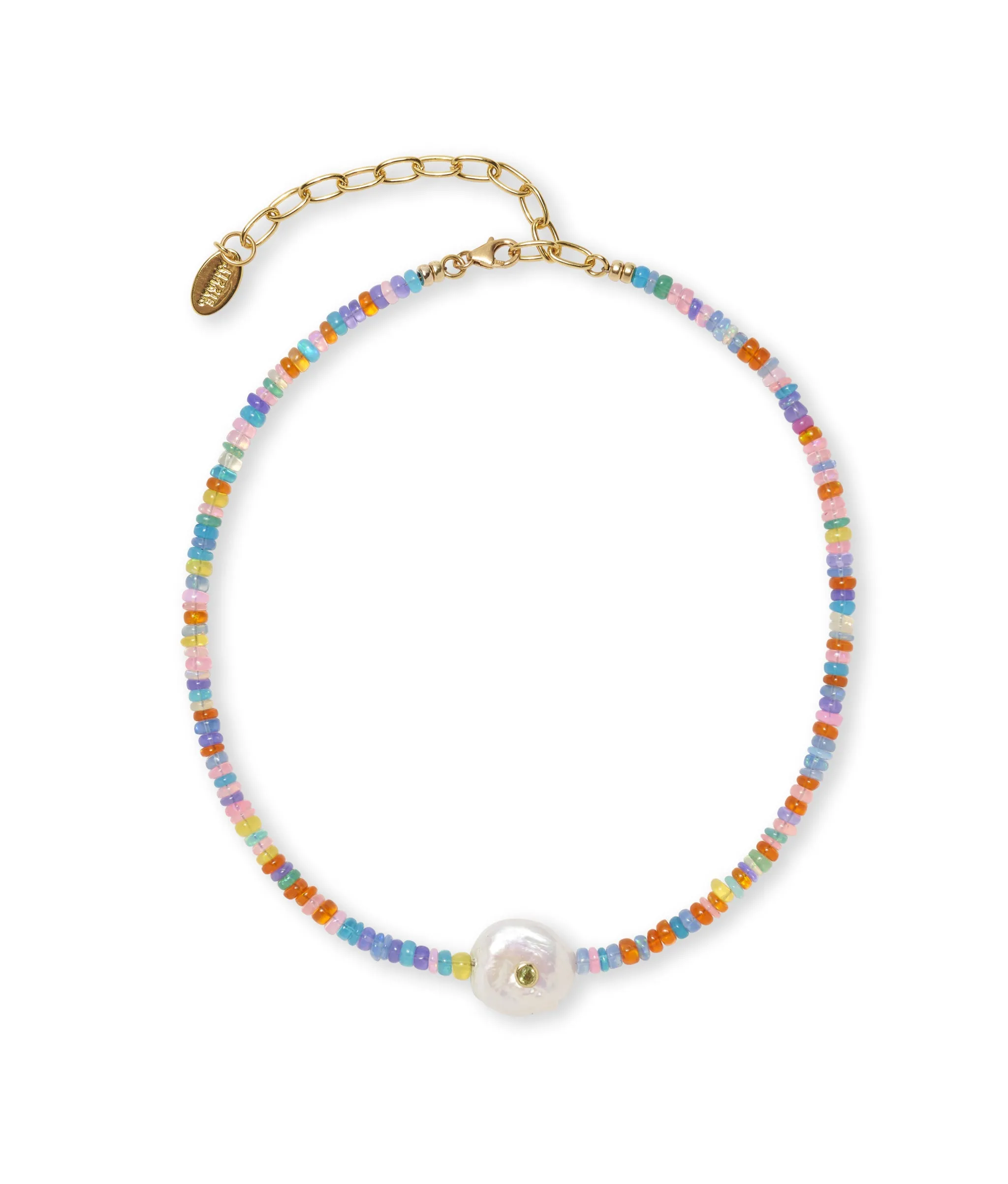 Destination Necklace in Rainbow Opal sold by Lizzie Fortunato