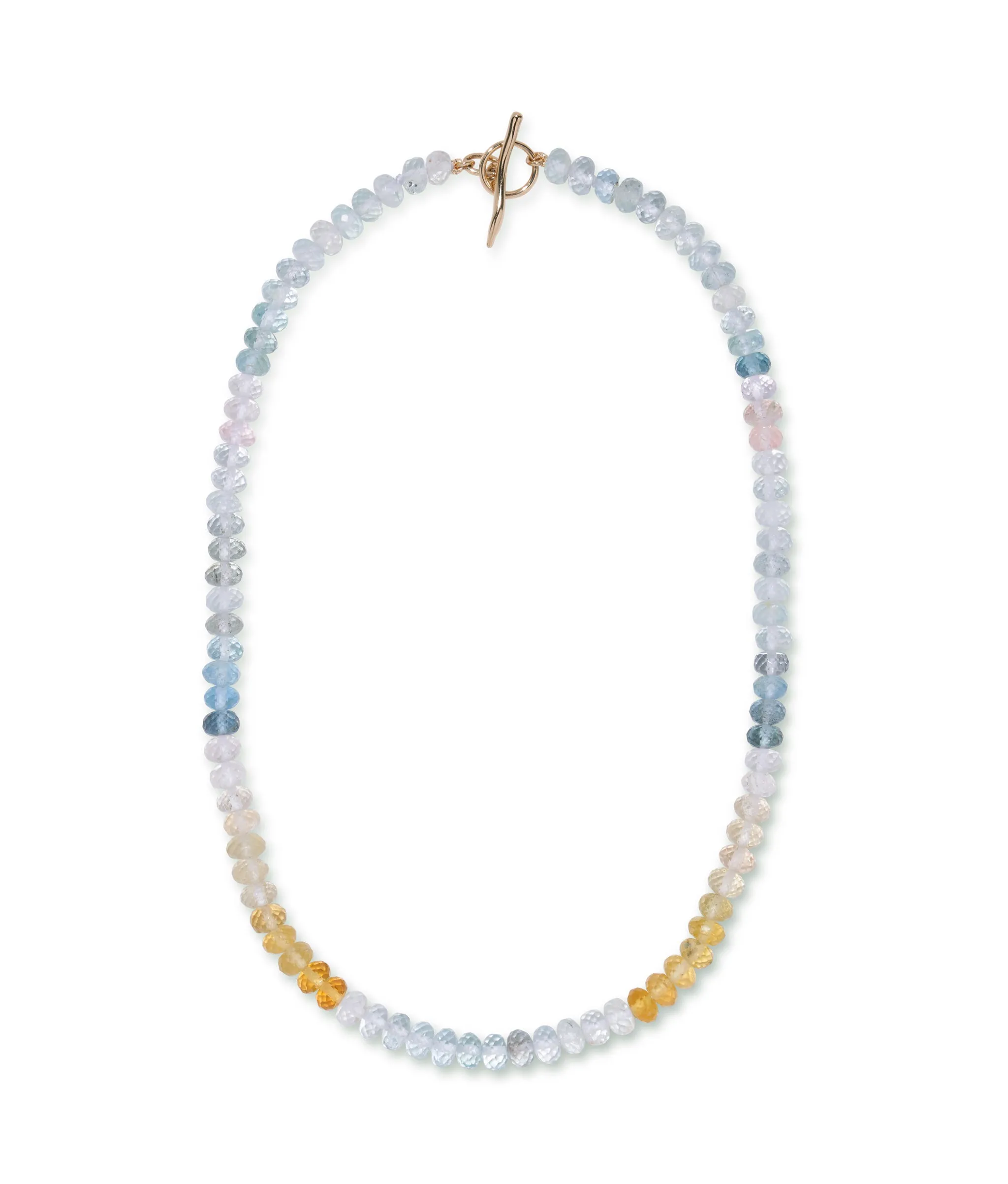 Shaded Aquamarine, Morganite & 14k Gold Necklace sold by Lizzie Fortunato