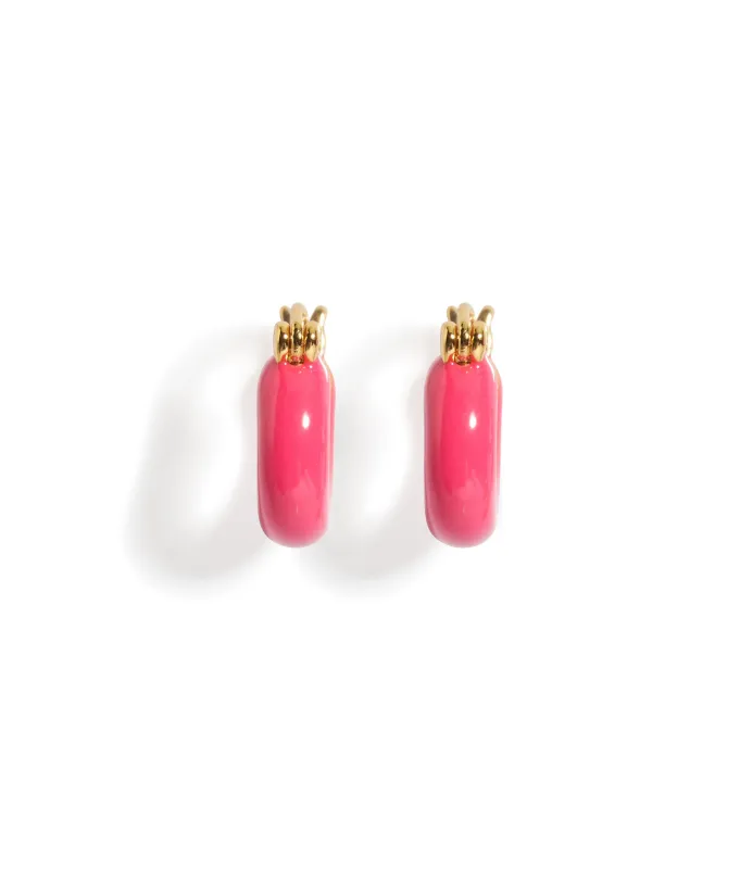Small Enameled Mood Hoops in Guava made by Lizzie Fortunato
