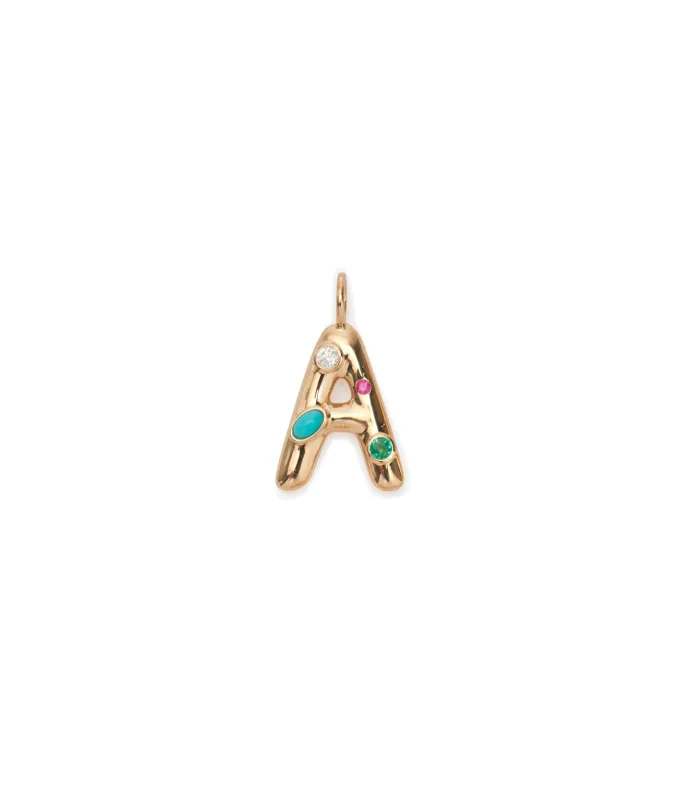 14k Gold Confetti Letter "A" Charm made by Lizzie Fortunato