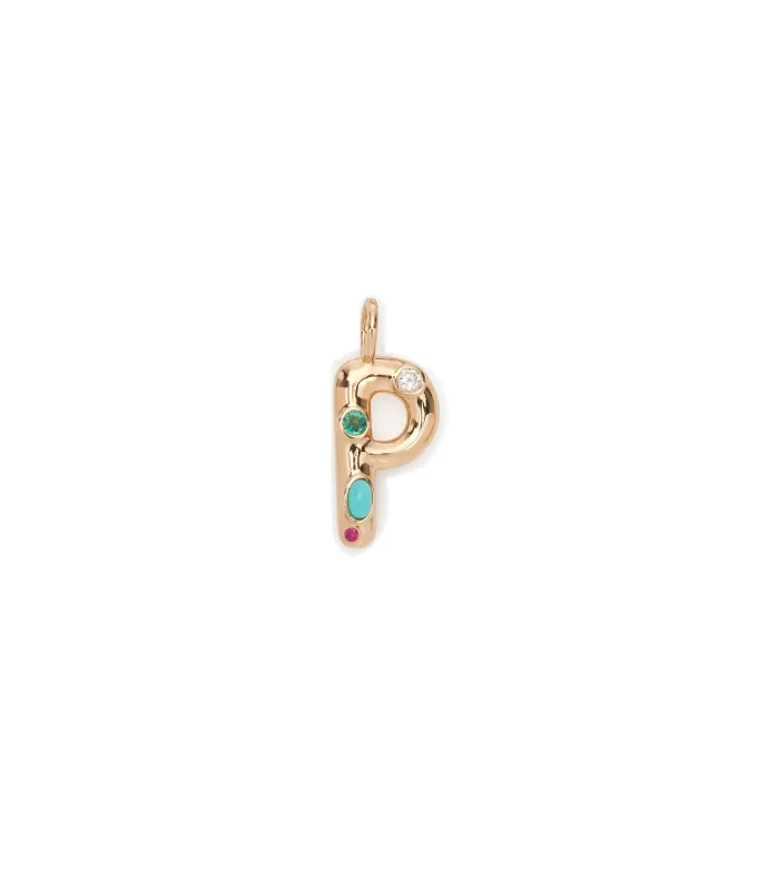 14k Gold Confetti Letter "P" Charm sold by Lizzie Fortunato