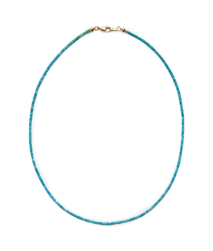 Tiny Beaded 14k Gold Necklace in Turquoise sold by Lizzie Fortunato