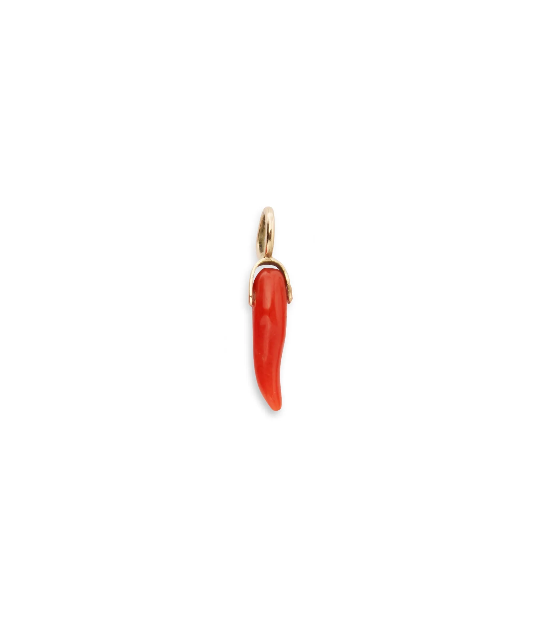 Dark Red Coral Horn 14k Gold Necklace Charm sold by Lizzie Fortunato