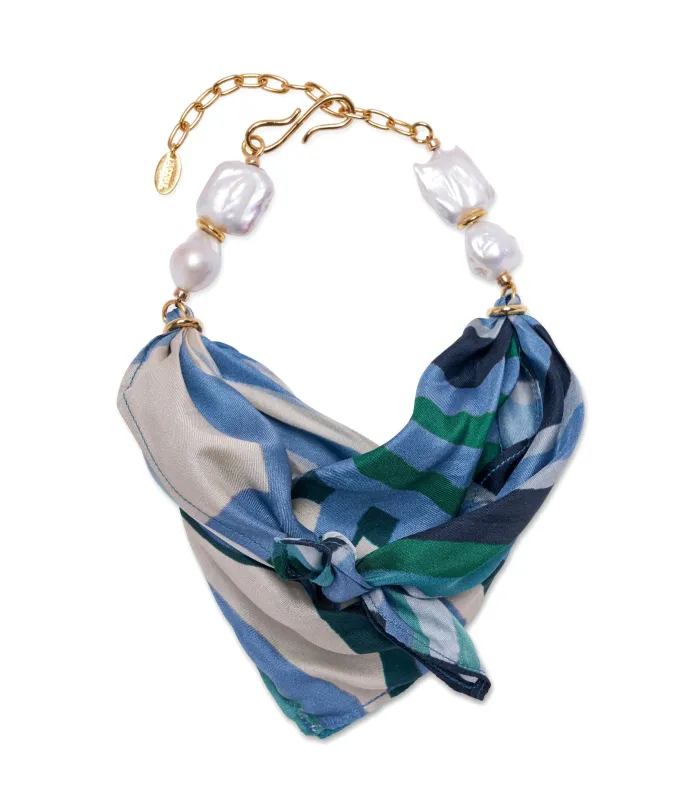 Scarf Necklace in Blue Crossroads made by Lizzie Fortunato