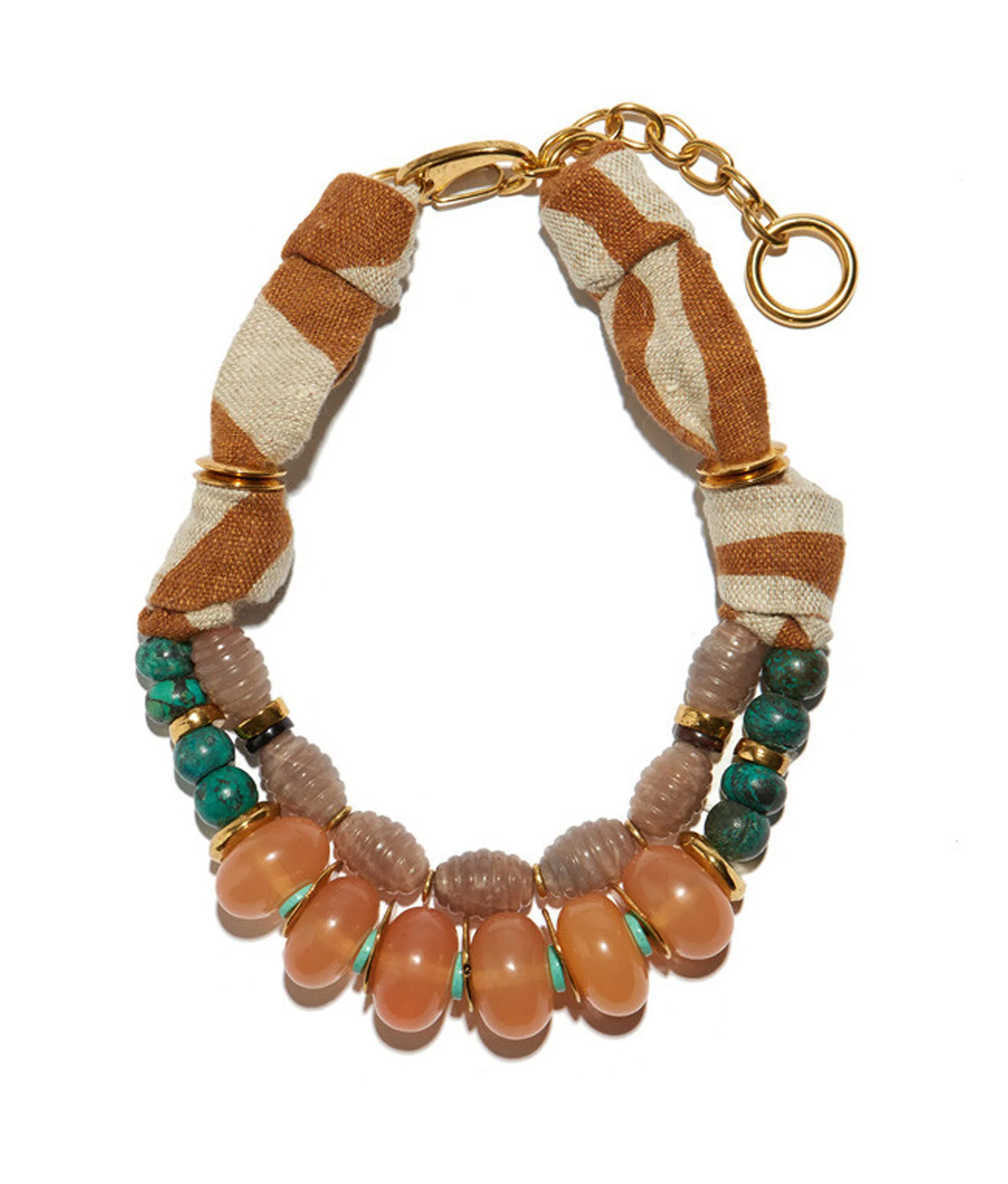 Fabric tied beaded NECKLACE sold by Lizzie Fortunato