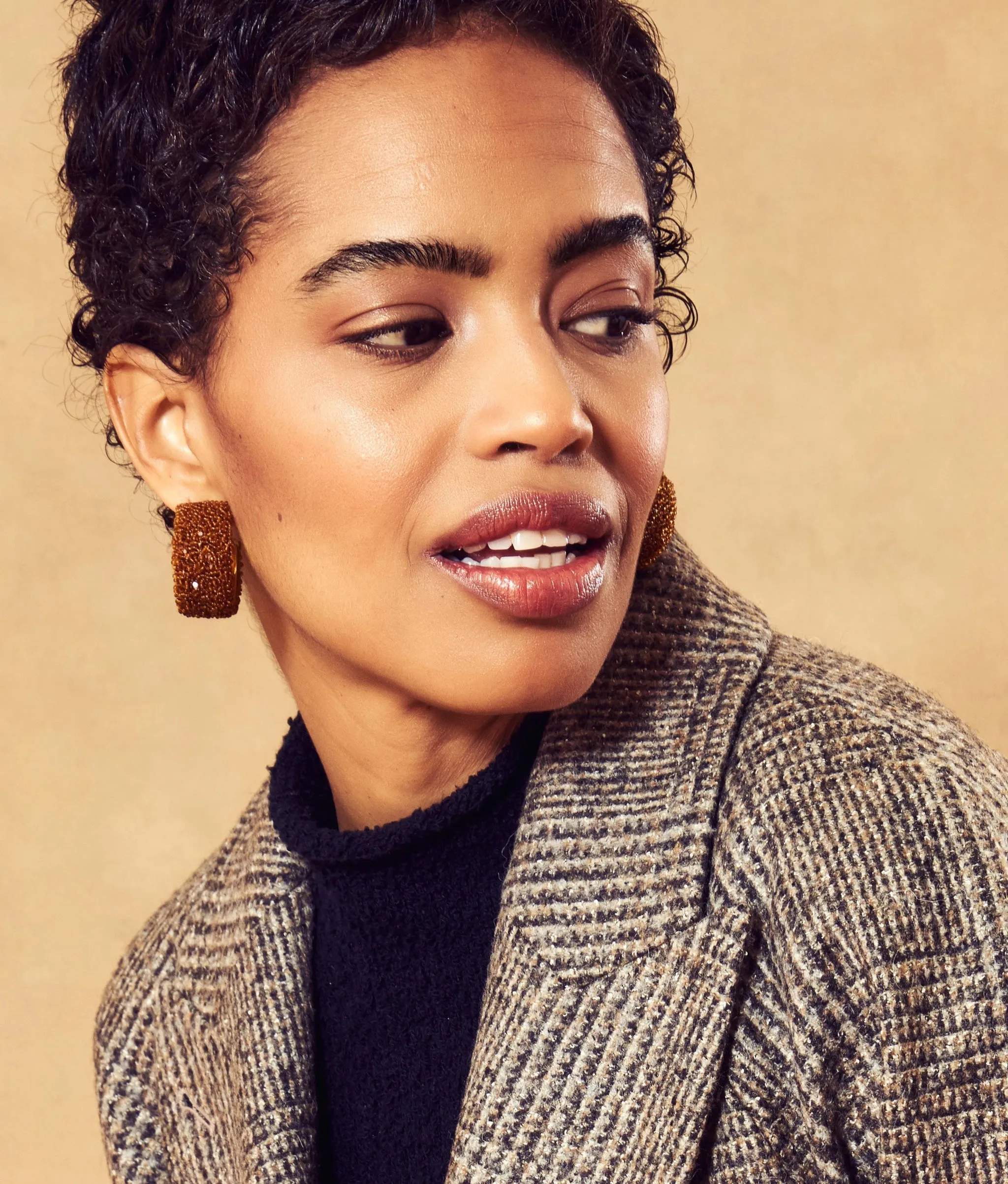 Beaded Margot Hoops In Amber sold by Lizzie Fortunato product image thumbnail 2