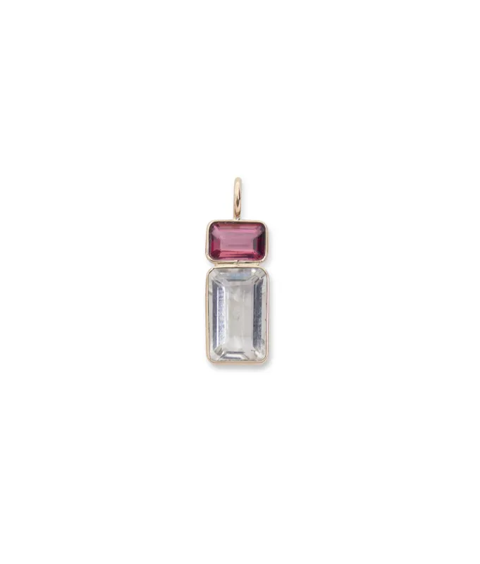Tall Pink Tourmaline & Green Amethyst 14K Necklace Charm made by Lizzie Fortunato