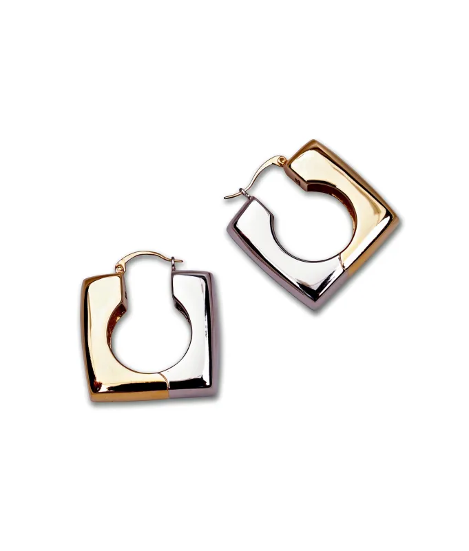 Trapeze Hoops in Mixed Metal made by Lizzie Fortunato