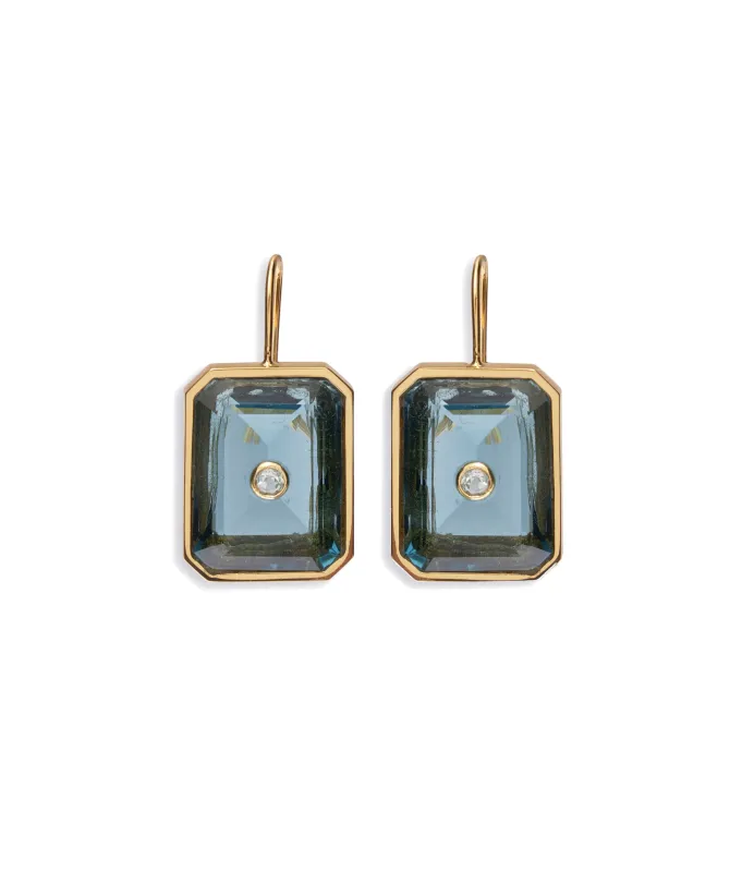Tile Earrings in Denim made by Lizzie Fortunato
